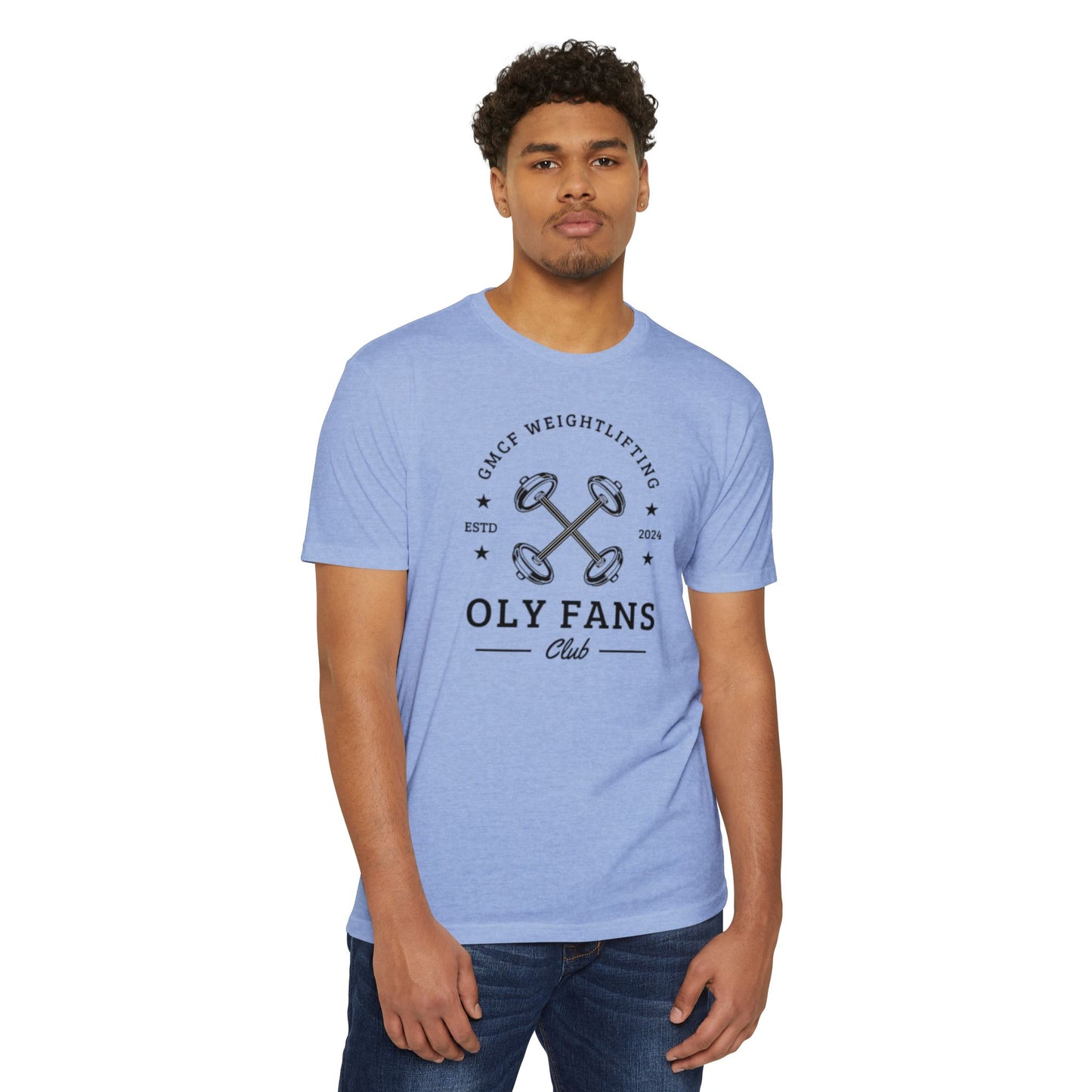 GMCF Oly Fan Barbell Club Unisex CVC Jersey T-shirt