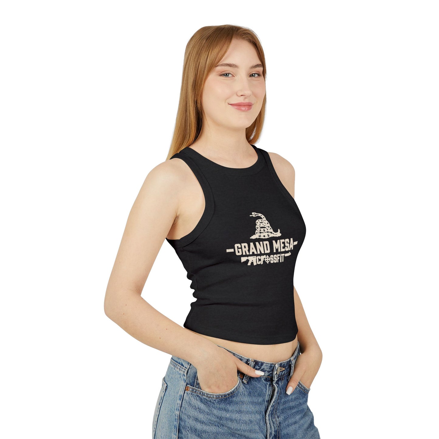 GMCF TTG Black Women's Micro Rib Racer Tank Top