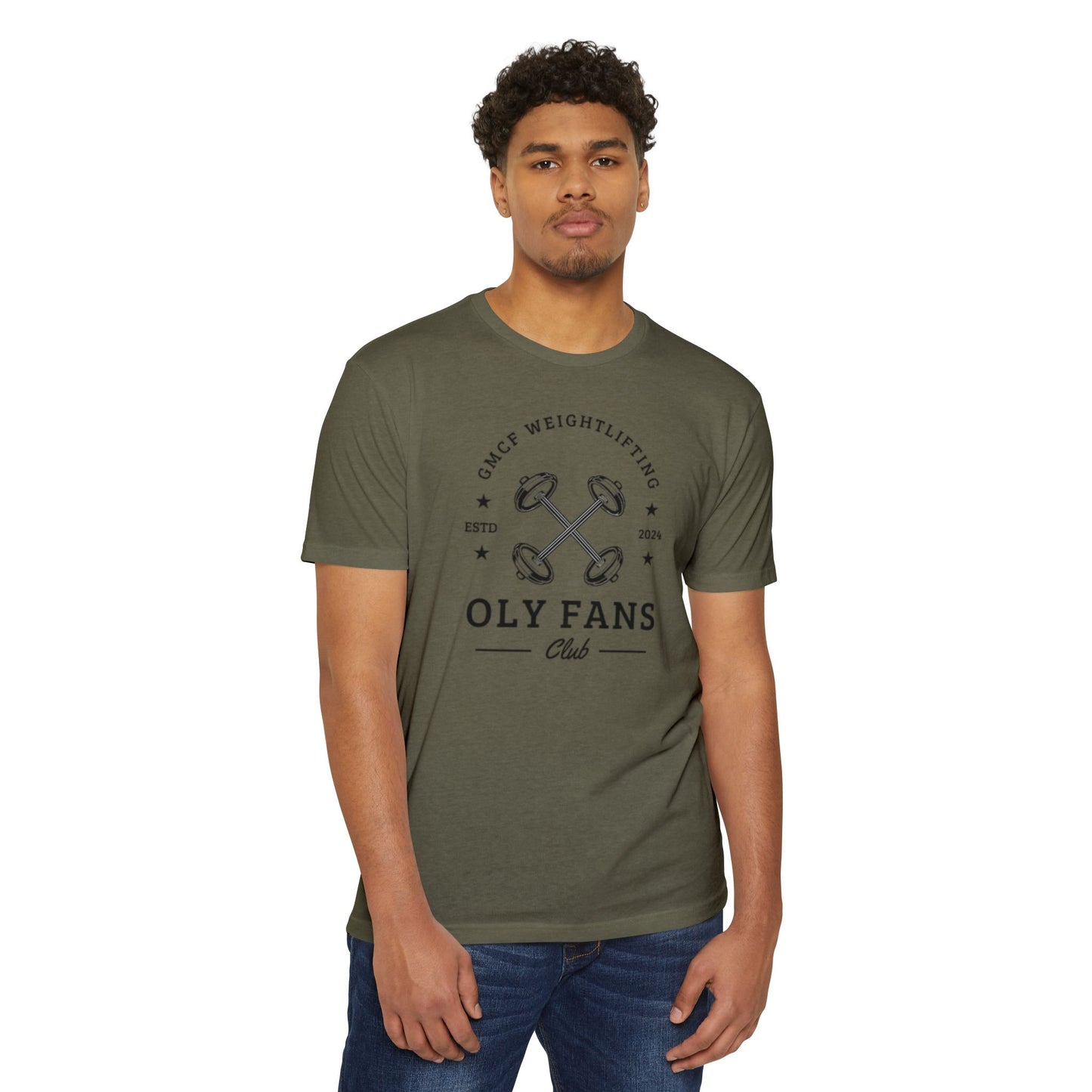 GMCF Oly Fan Barbell Club Unisex CVC Jersey T-shirt